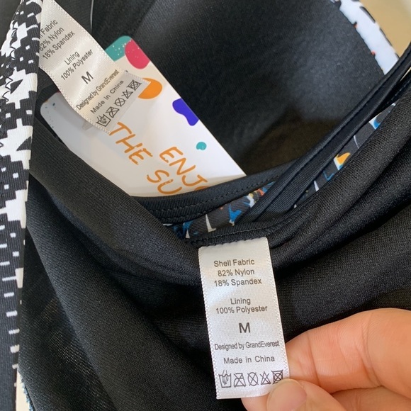 NWT. Enjoy The Sunshine Medium Colorful Print Halter Wrap Bikini Set. - Picture 11 of 11